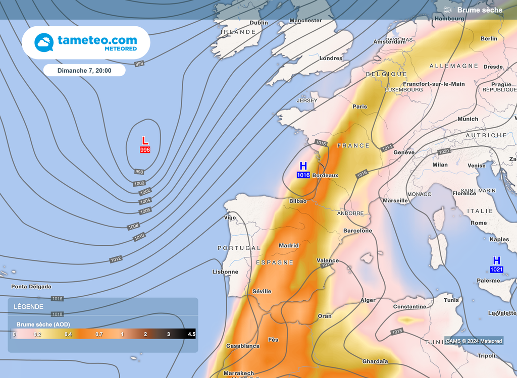 D'ici lundi, le nuage persistera d'autant plus sur le Sud-Ouest.