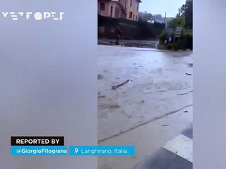 Lluvias torrenciales provocan importantes inundaciones en Langhirano, Italia