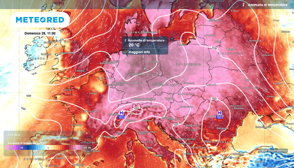 domenica 28 giugno 2026 caldo estremo in germania Domenica 28 giugno 2026 il caldo estremo colpirà la Germania: nel nord del paese attesi valori di 20 gradi sopra la media del periodo.