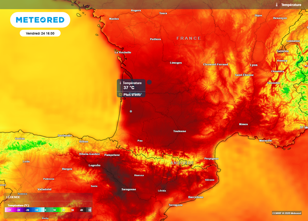 On attend 37°C en Gironde et dans les Landes ce vendredi après-midi On attend 37°C en Gironde et dans les Landes ce vendredi après-midi