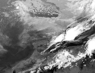 Incendio en la provincia de Málaga visto en el canal 3.9 del MSG (30 ago 2012)