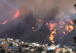 Incendio forestal descontrolado afecta casas en San Roque, Valparaíso