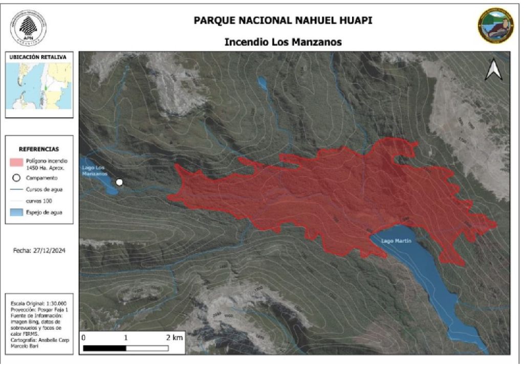 incendio los manzanares Bariloche Parque Nacional Nahuel Huapi