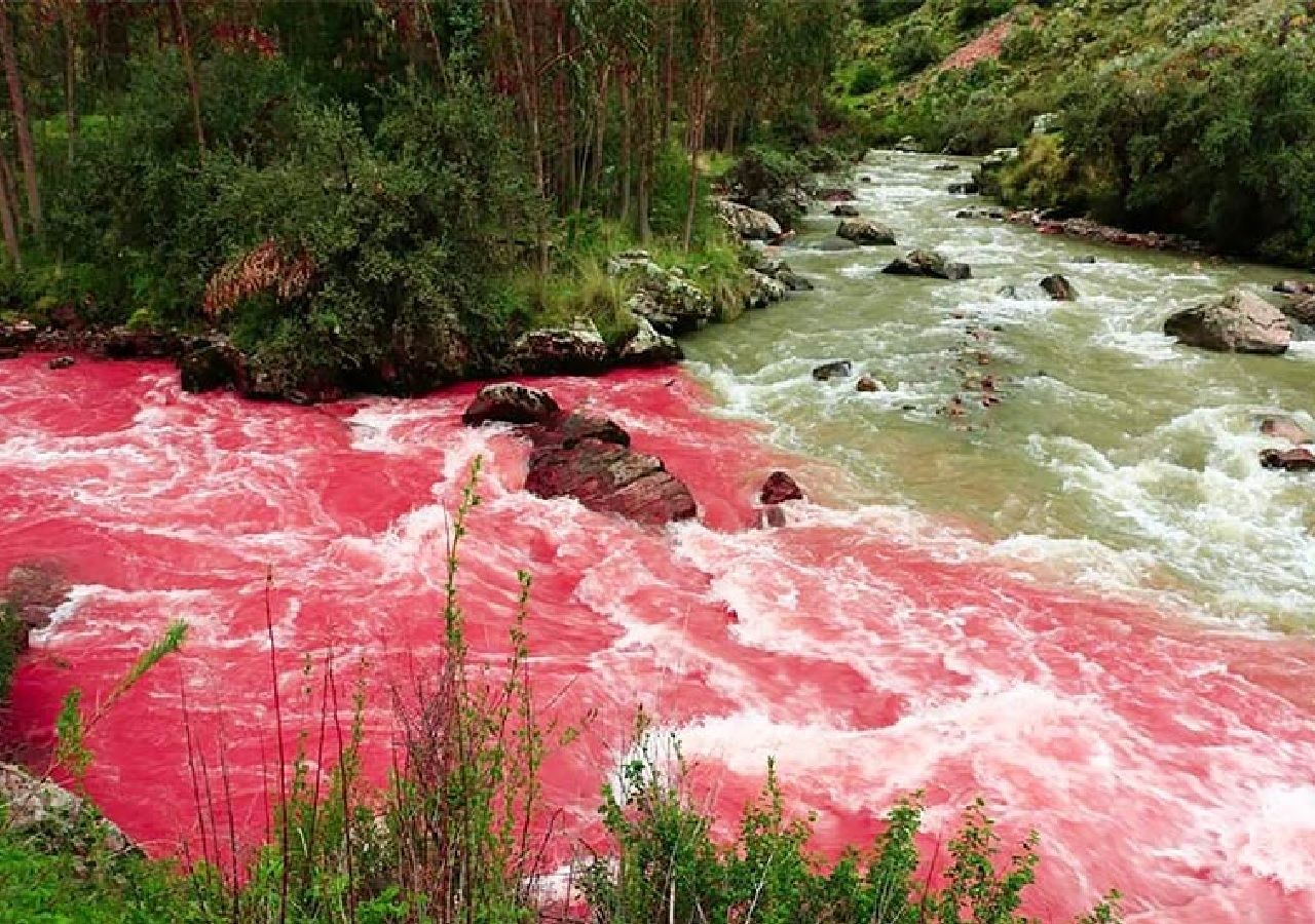 Impressionnant Une Rivière Devient Rouge Au Pérou 6029