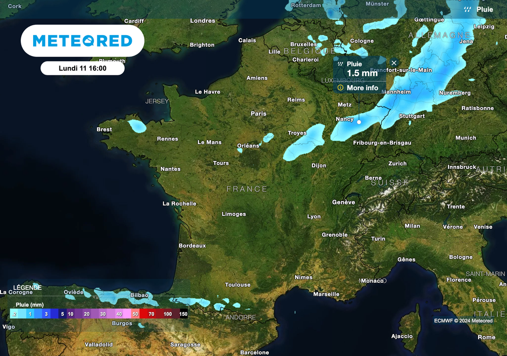 Perturbation surtout présente dans le nord-est ce lundi après-midi.