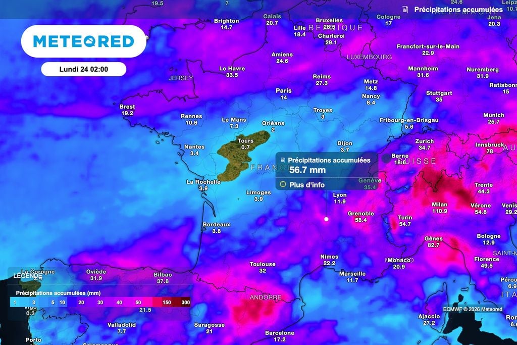 Carte des cumuls de pluie sur la France. Carte des cumuls de pluie sur la France.