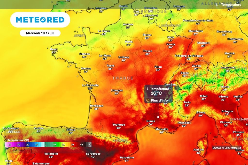 Encore des pointes à plus de 35 degrés dans le sud-est de la France ! Encore des pointes à plus de 35 degrés dans le sud-est de la France !