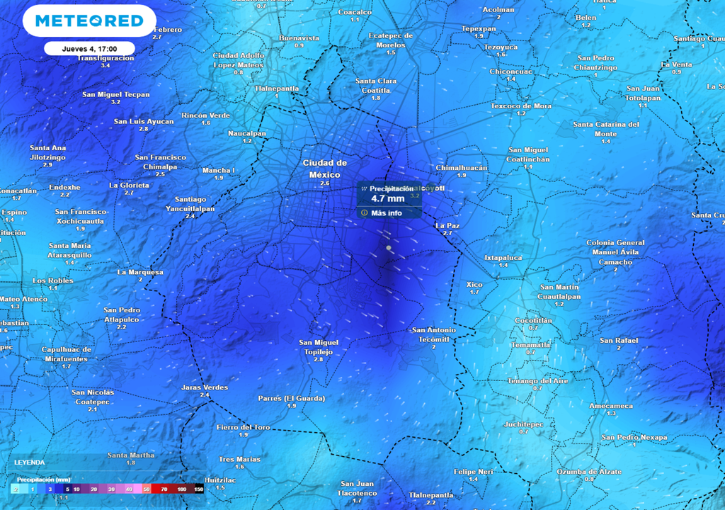 Entre la tarde y noche del jueves habrá lluvias y chubascos generalizados con acumulados puntuales mayores a 25 mm.