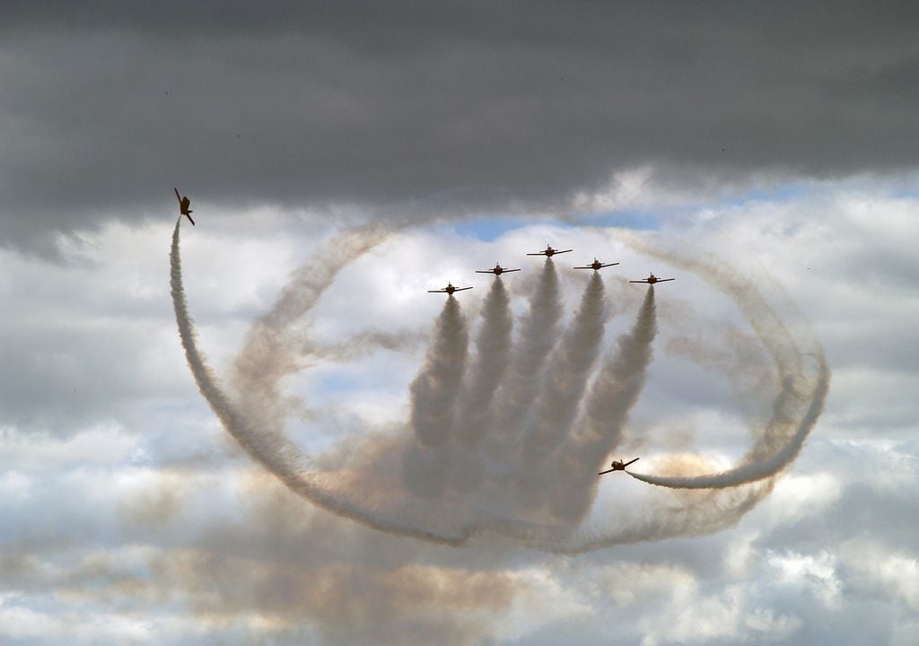 La información meteorológica es imprescindible para los pilotos. Exhibición de la Patrulla Águila, grupo de vuelo acrobático del Ejército del Aire español.