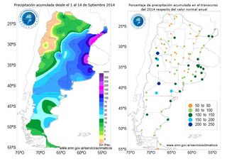 Informe de las precipitaciones ocurridas durante el transcurso del mes de septiembre de 2014 en Argentina
