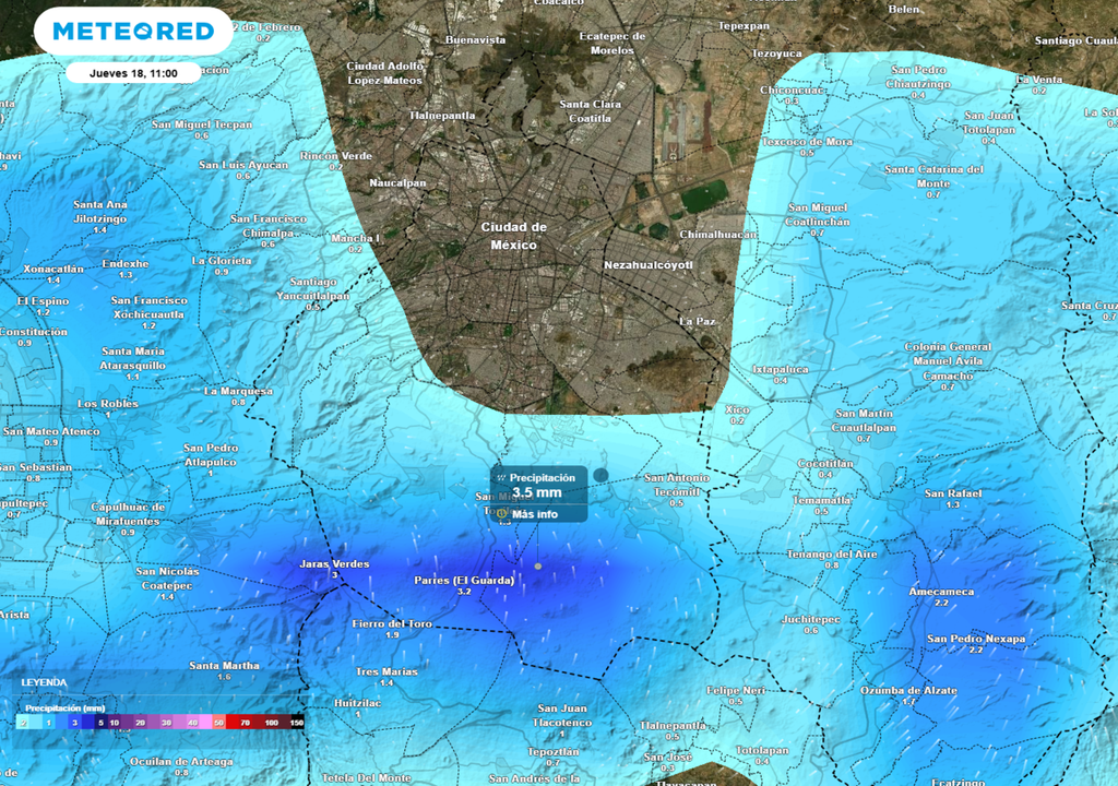 lluvia La probabilidad y la intensidad de la lluvia se incrementará desde el final de la mañana en la zona más montañosa del sur de la ciudad.