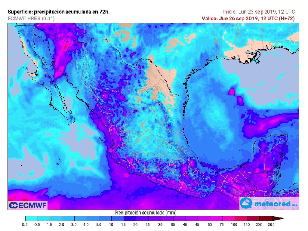Modelo ECMWF precipitaciones acumuladas.