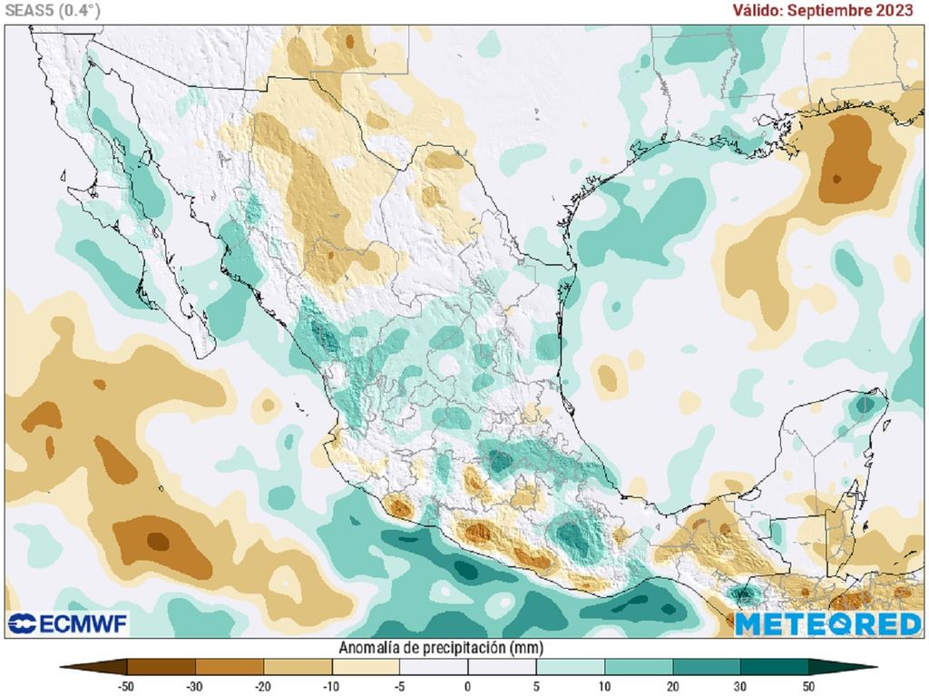 Modelo ECMWF - Anomalías de lluvias en septiembre Modelo ECMWF - Anomalías de lluvias en septiembre