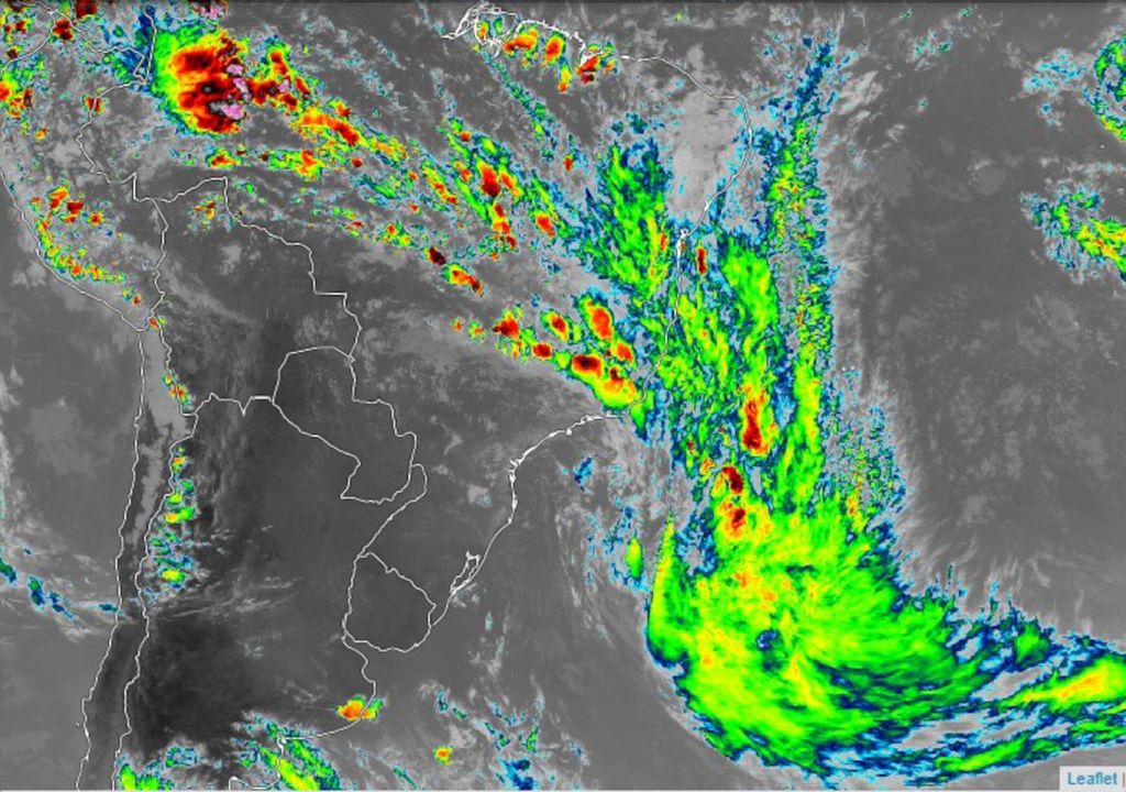 ZCAS que se formou em janeiro de 2020, com imagem de satélite registrada no dia 24 de Janeiro.