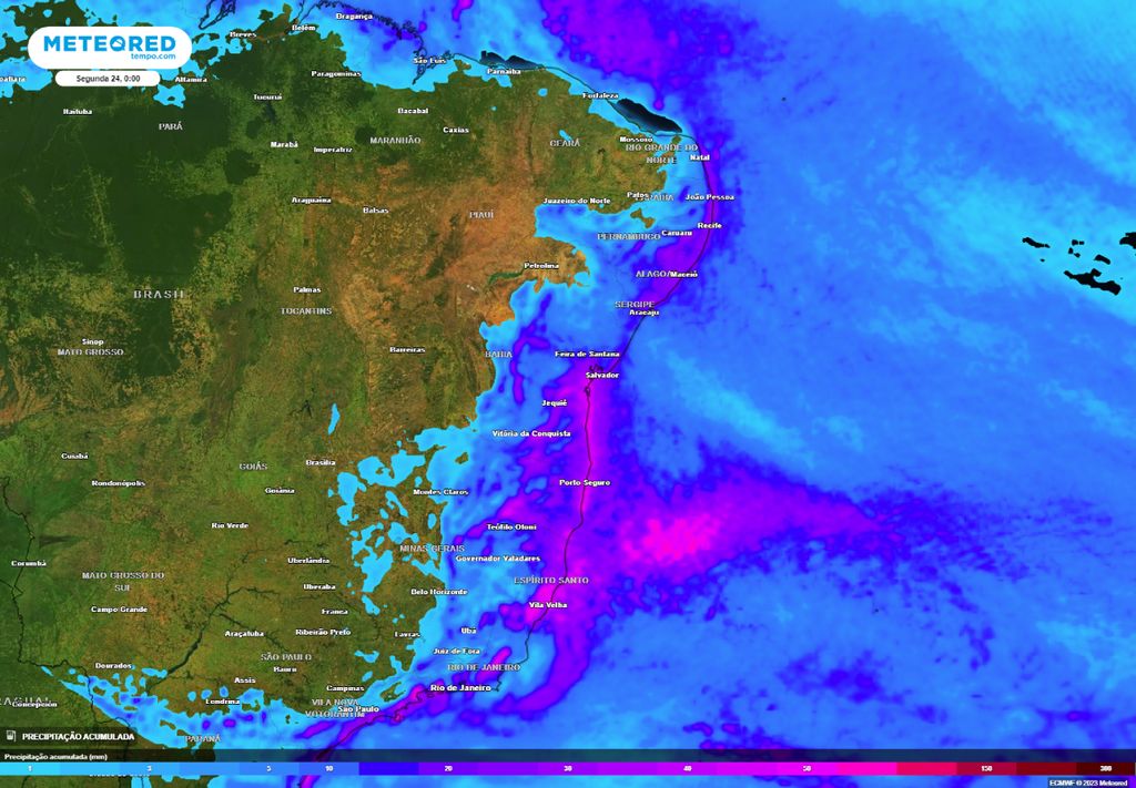 Acumulado de chuvas Nordeste