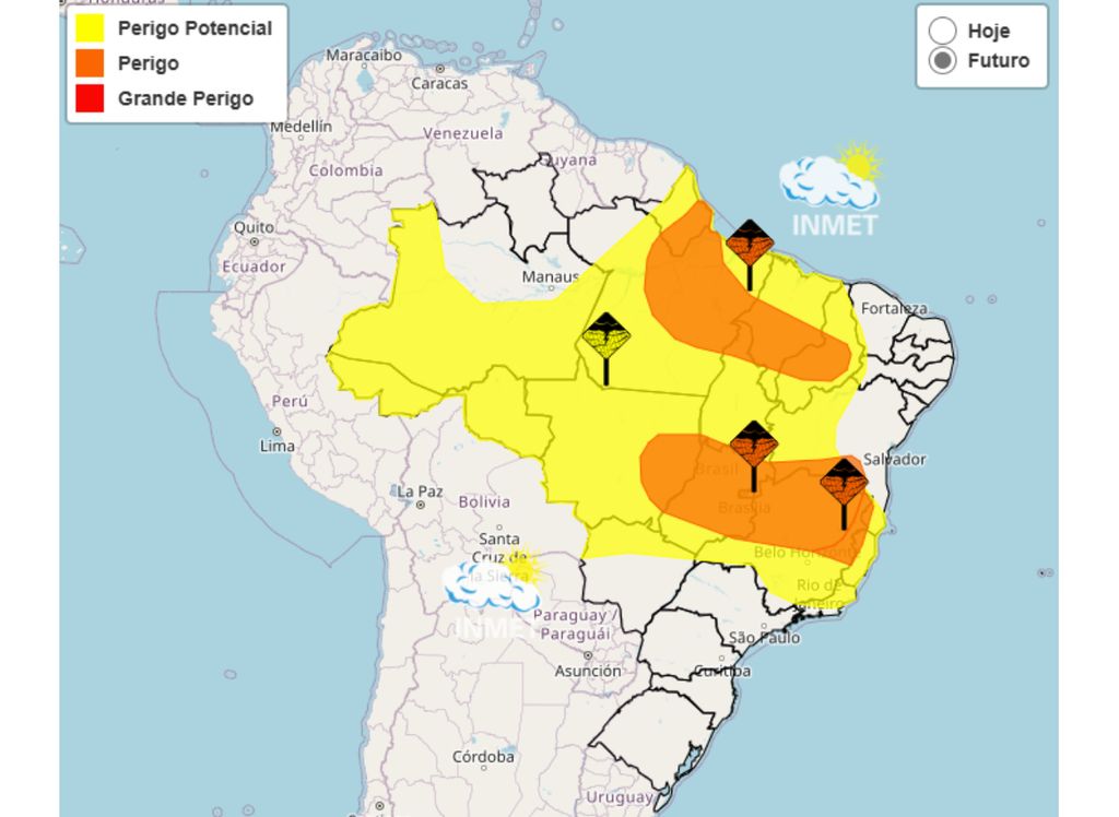 Alerta amarelo e laranja de chuvas intensas para esta terça-feira (07), segundo o INMET.