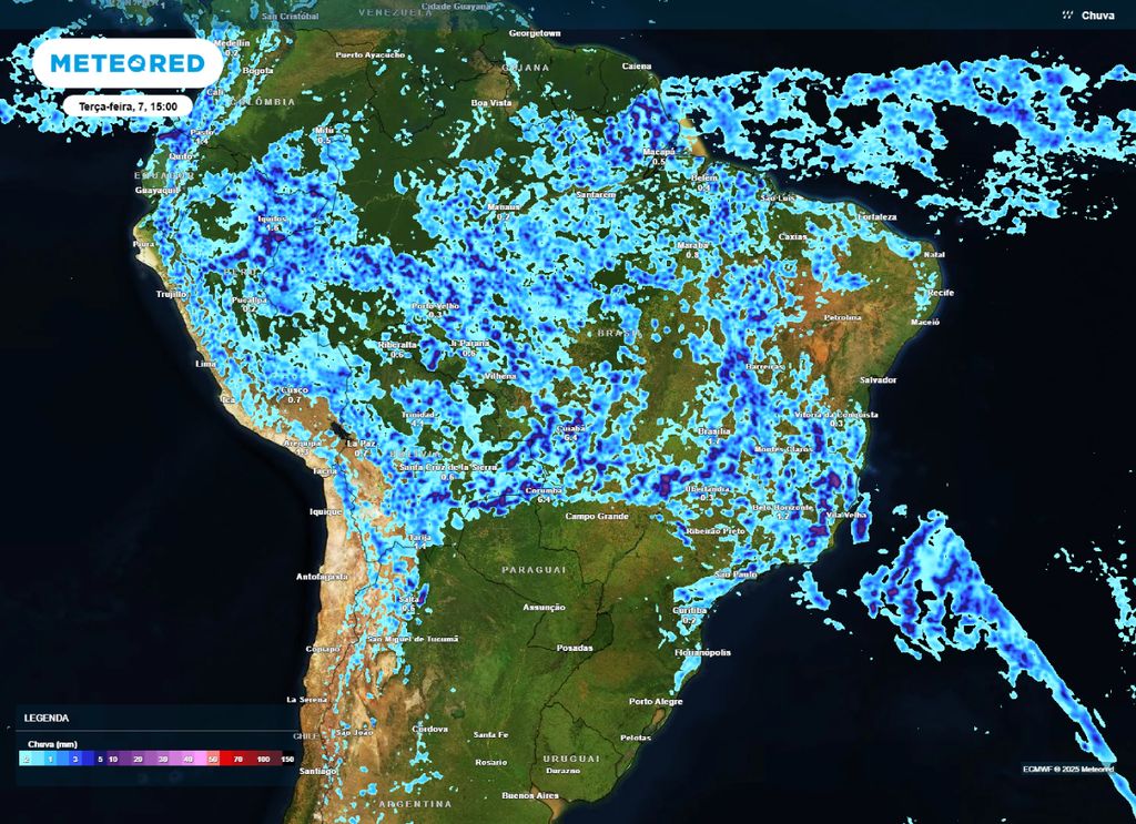 Chuva prevista para a tarde de terça-feira (07).