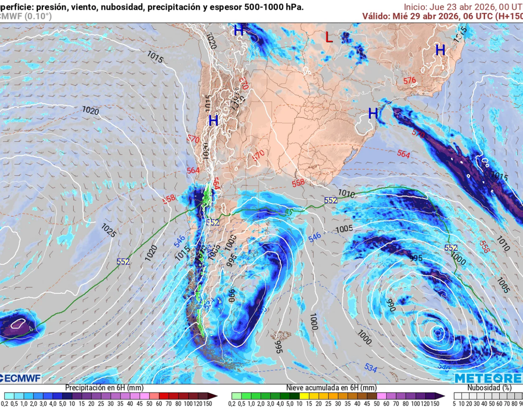 Sistema frontal avanza por el sur de Chile la próxima semana, alcanzando la zona central.