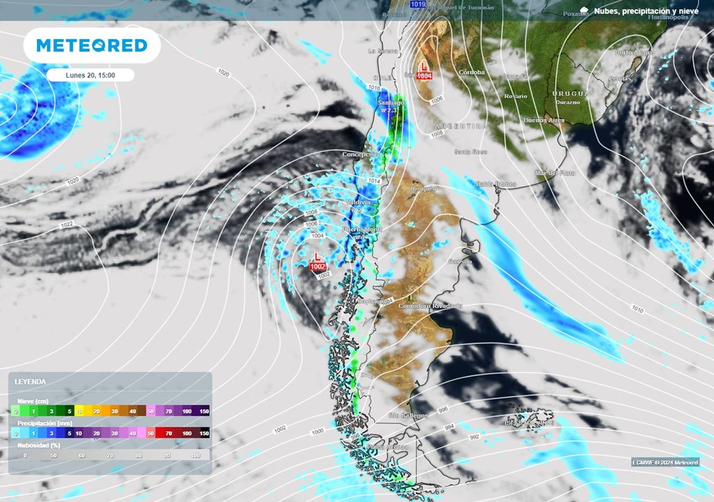 presión, precipitaciones y nubes previstas por el modelo del ECMWF presión, precipitaciones y nubes previstas por el modelo del ECMWF
