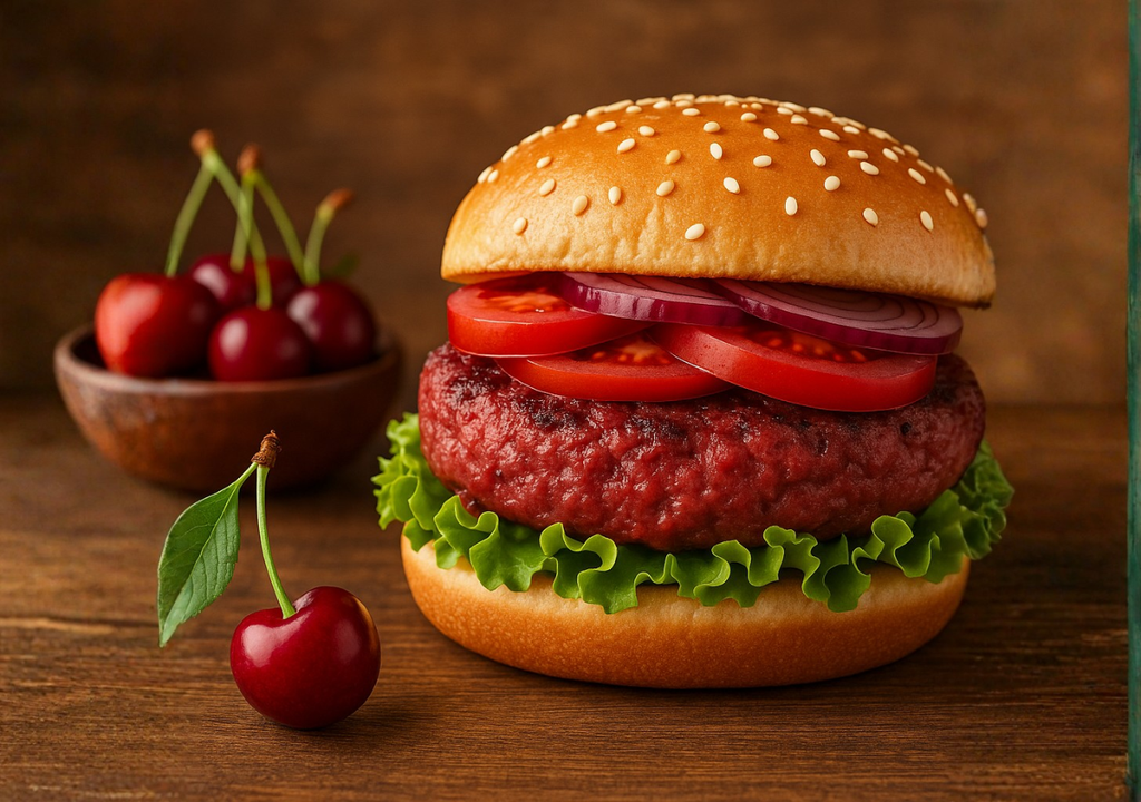 Hamburguesas elaboradas con pulpa de cereza.
