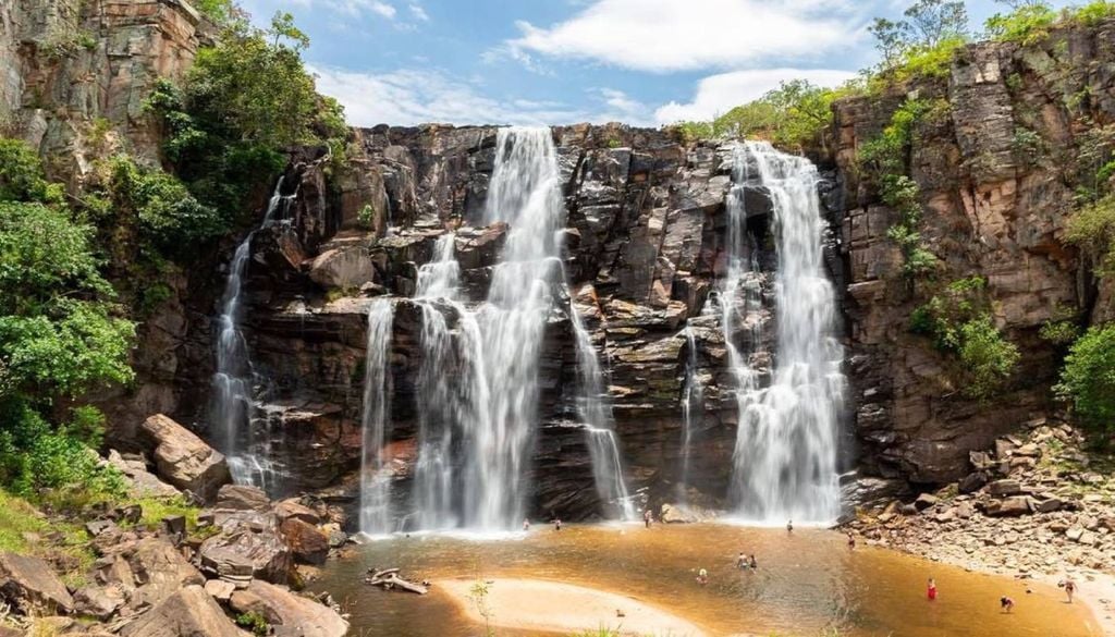 A Cachoeira do Salto do Corumbá, em Goiás. Crédito: Divulgação/Prefeitura de Corumbá de Goiás.
