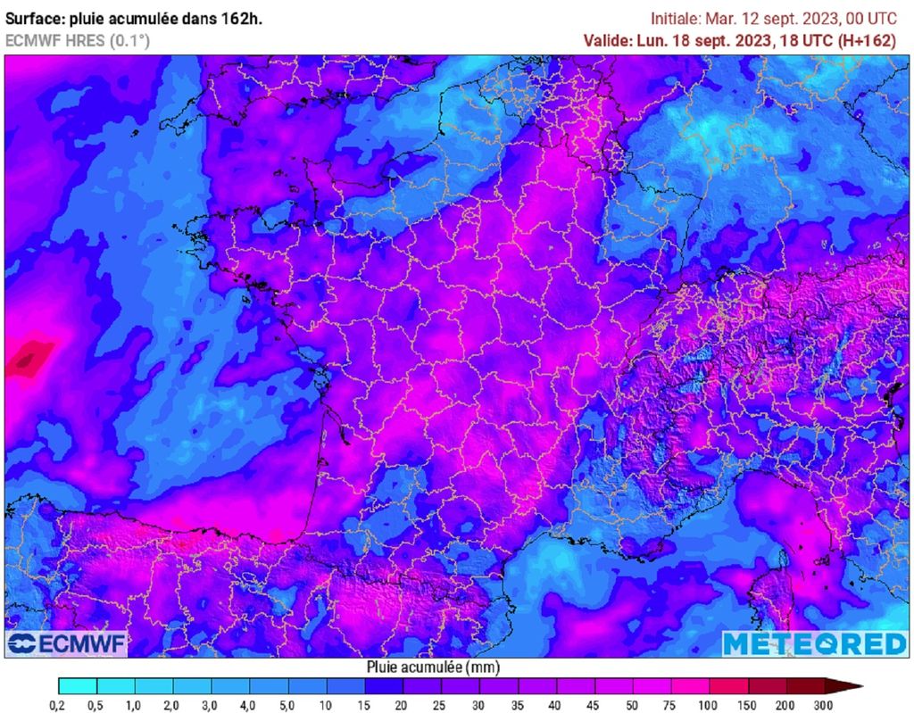D'ici lundi, les cumuls de précipitations s'annoncent conséquents, notamment du sud-ouest jusqu'au nord-est.