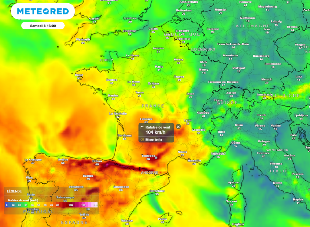 Le vent d'autan soufflera en tempête samedi, dépassant les 100 km/h en rafales sur une partie de l'Occitanie. Le vent d'autan soufflera en tempête samedi, dépassant les 100 km/h en rafales sur une partie de l'Occitanie.