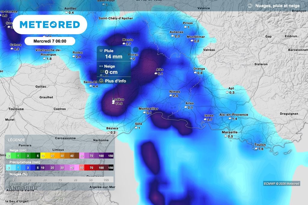 De très fortes pluies attendues entre l'Hérault et le Gard à partir de la nuit prochaine ! De très fortes pluies attendues entre l'Hérault et le Gard à partir de la nuit prochaine !
