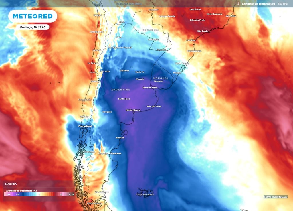 Uma forte massa de ar frio está prevista para chegar ao Brasil no próximo domingo, 26 de abril.