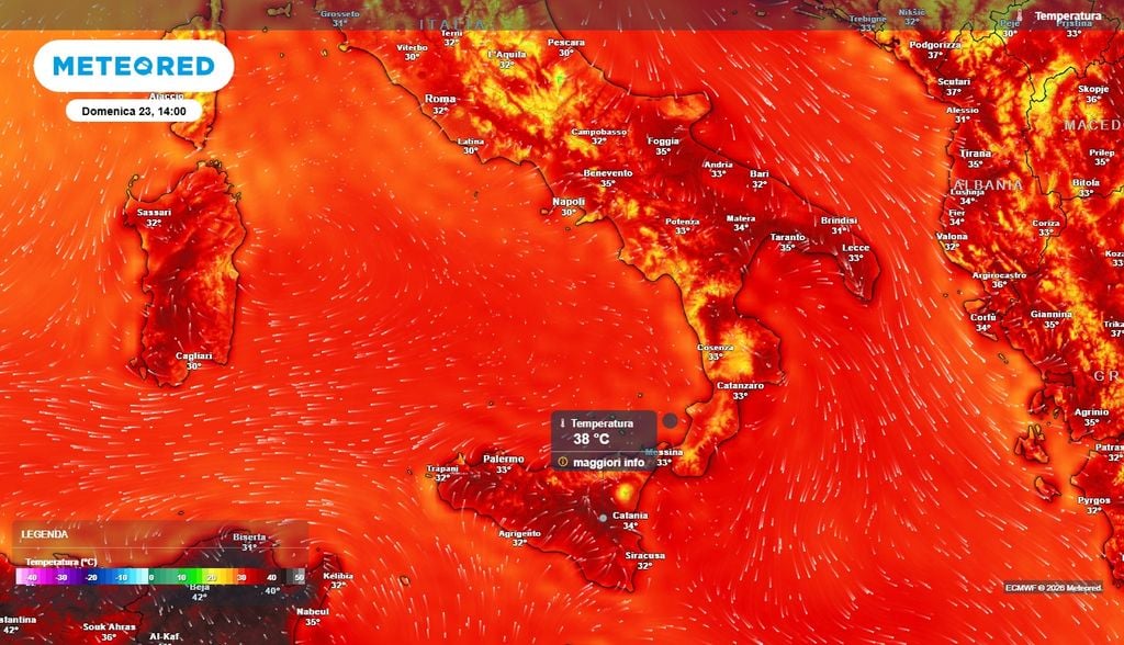 Ancora caldo intenso al sud Italia L'anticiclone non si ferma al sud: previste punte di 39°C entro domenica 23 agosto