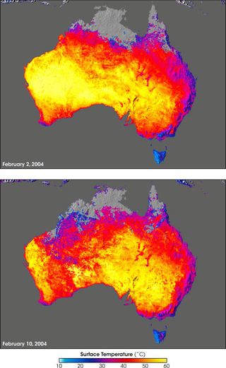 Intensa y persistente ola de calor en Australia durante febrero del 2004