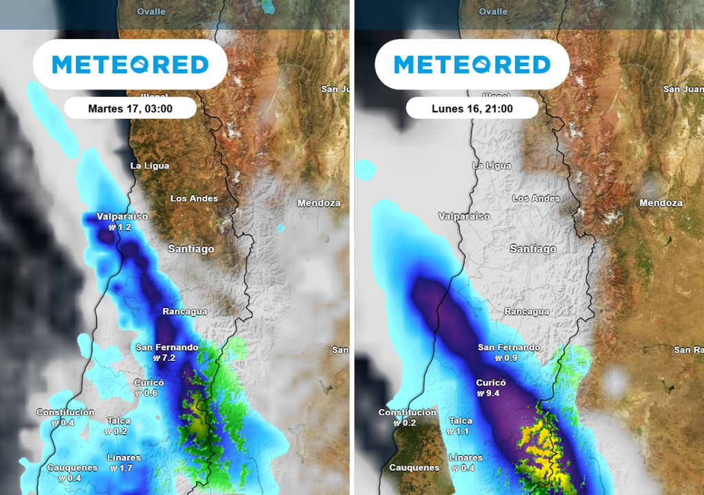 Tanto el modelo ECMWF (imagen izquierda) como el GFS (imagen derecha) prevén lluvias alcanzando la RM la próxima semana.