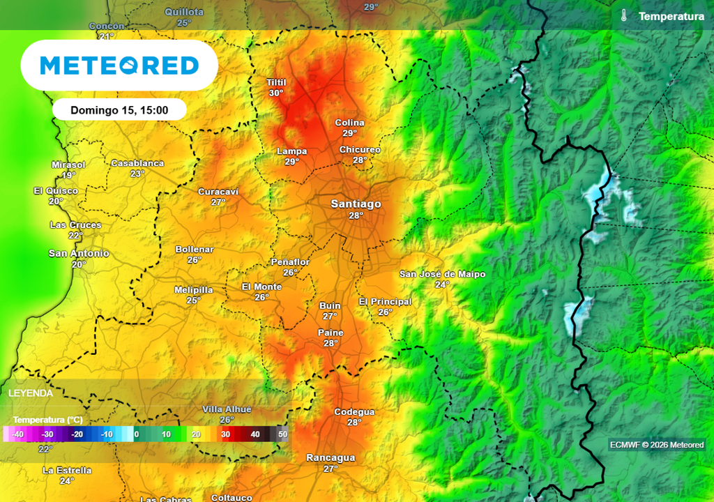 Valores más bajos de las temperaturas máximas este fin de semana en la RM: llegará un aire más fresco.