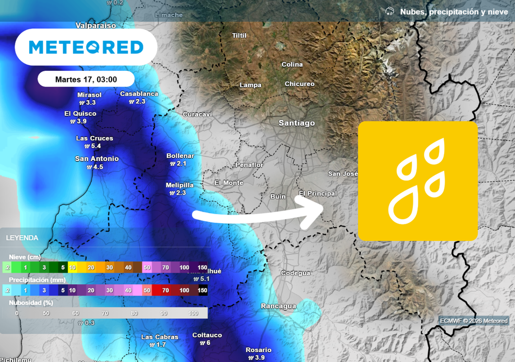LLuvias podrían ser localmente intensas en algunas zonas de la RM según el ECMWF.