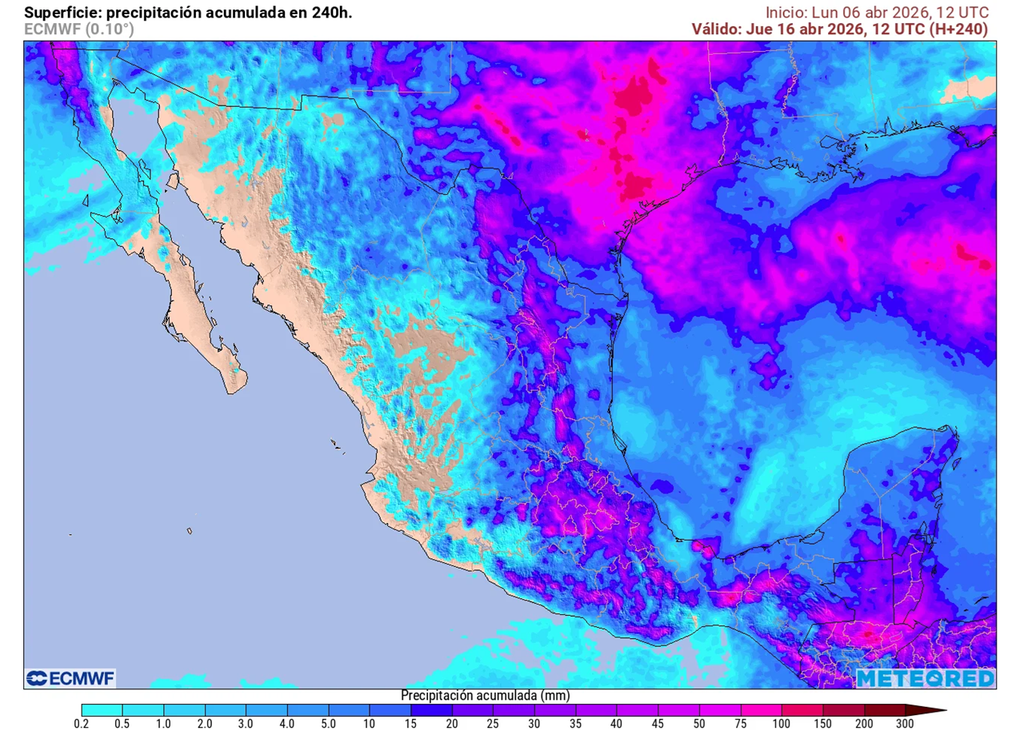 Desde Coahuila hasta el Valle de México y estados del sureste podrían acumular de 20-50 mm con locales superiores a 70 mm con granizadas.