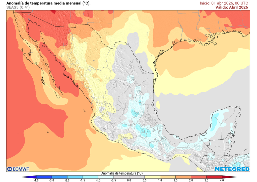 El calor será menor en el noreste, centro, oriente y sureste, continuando muy caluroso el Pacífico. Las lluvias y masas frías ayudarán a refrescar.