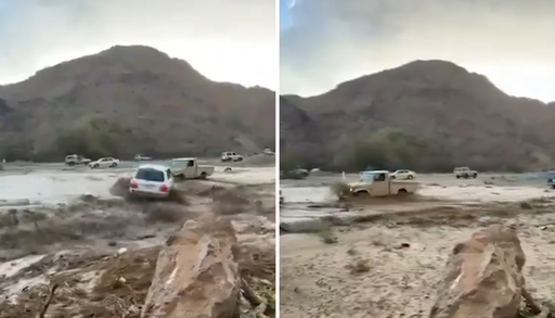 Intensas tormentas activan wadis en Arabia Saudita: veh&iacute;culos fueron arrastrados por la fuerza del agua