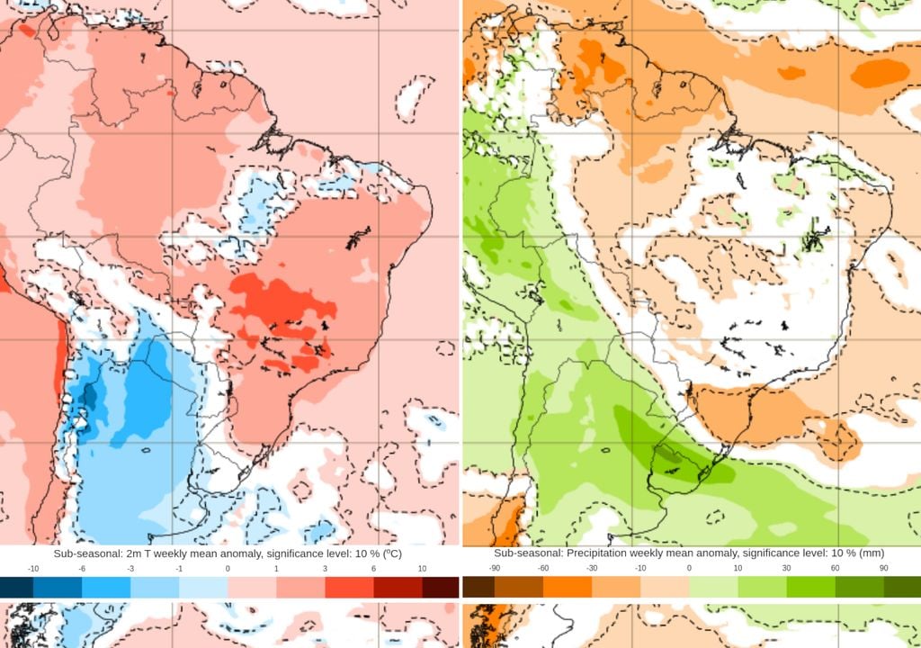Previsão de anomalias de temperatura e chuva entre os dias 17 e 24 de Agosto. Previsão de anomalias de temperatura e chuva entre os dias 17 e 24 de Agosto mostra que a próxima semana pode se mostrar mais chuvosa e mais quente do que o normal em parte do Brasil.