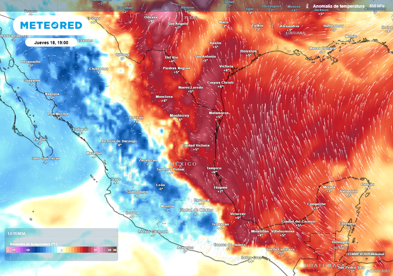 Intenso calor con bochorno superando 50 &deg;C en pr&oacute;ximas horas sobre el Golfo de M&eacute;xico, previo a intensas lluvias