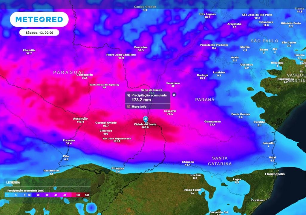 Previsão de acumulados totais até o final da sexta-feira. Previsão de acumulados totais até o final da sexta-feira.
