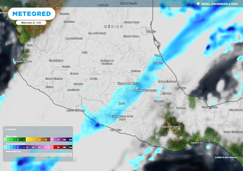 Corriente en chorro y lluvias cruzando al país