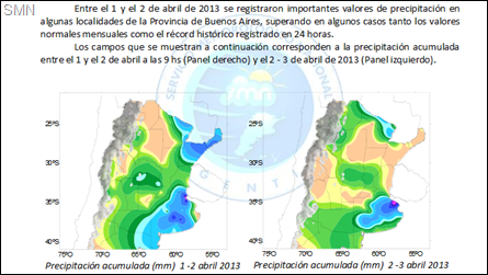 Inundaciones En La Plata, Argentina Y Ciclón Extra-Tropical En Uruguay (30/3/13 Al 6/4/13)