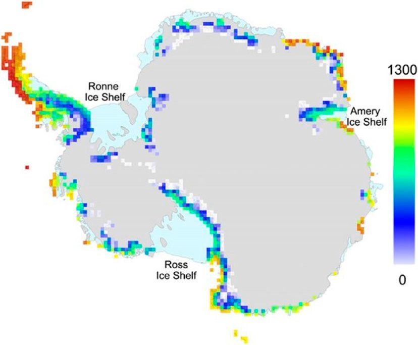 Figura 2. Aumento de días grados acumulativos anuales, indicando riesgo cada vez mayor de establecimiento de especies extranjeras. Cortesía de PNAS y de Steven L. Chocn.