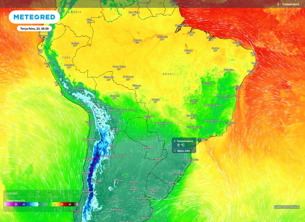 Mínima. Temperatura mínima prevista para o amanhecer desta terça-feira (23).