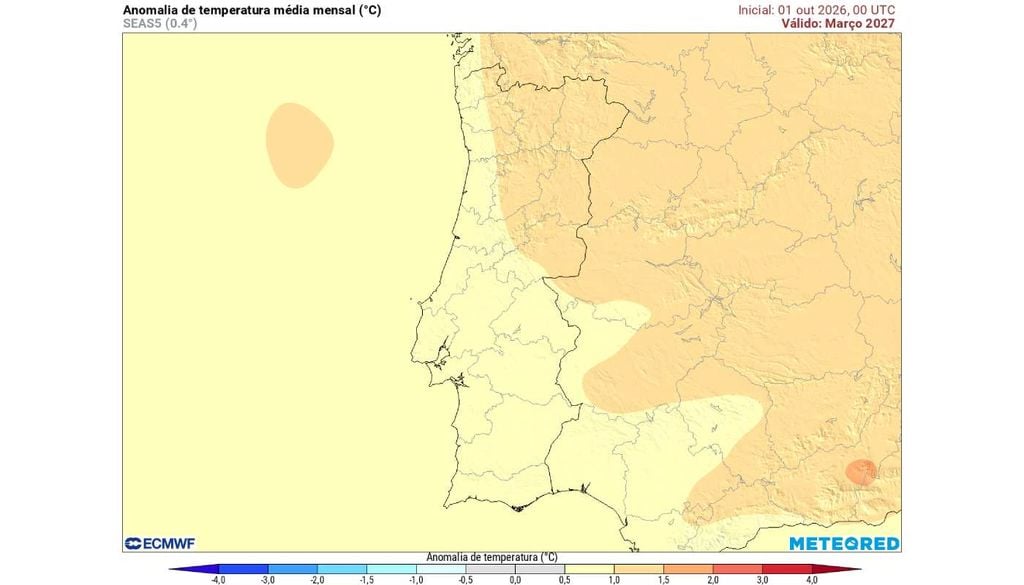 No último mês do inverno astronómico, o sinal das temperaturas médias mais elevadas perde alguma intensidade, embora as temperaturas médias ainda possam permanecer acima do normal em grande parte do país.