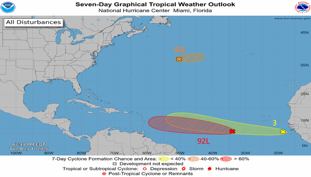 Zonas vigiladas por el CNH/NHC en el Atlántico. NHC