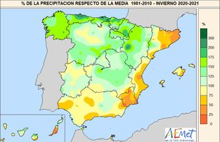 Invierno 2020-21 en España: cálido y húmedo con contrastes térmicos