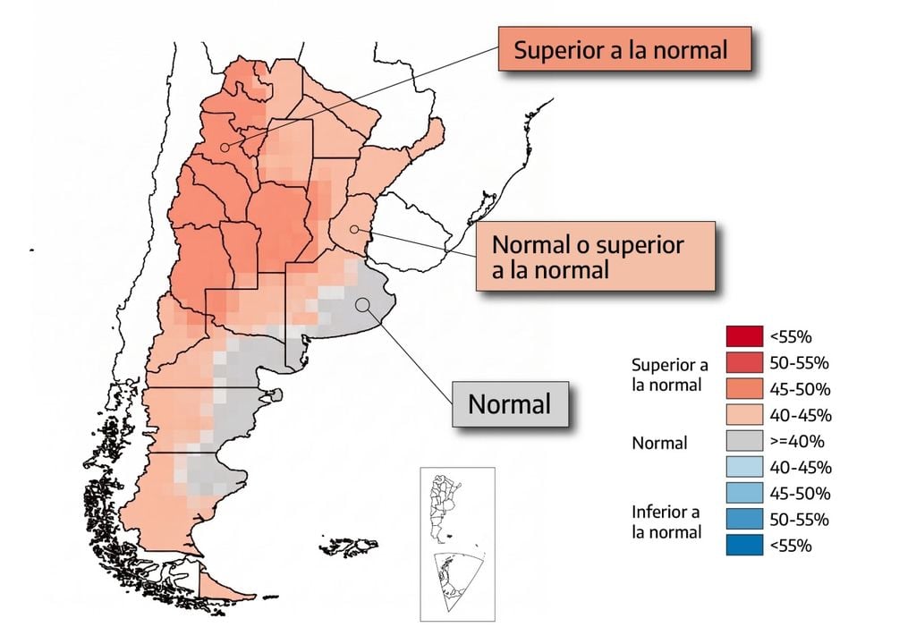 invierno Tendencias de temperaturas pronosticadas por el Servicio Meteorológico Nacional
