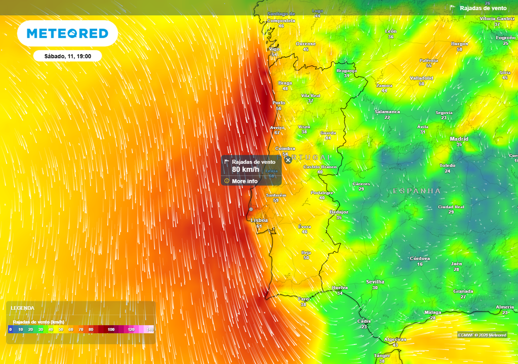 O fortalecimento da nortada será um dos elementos protagonistas da meteorologista este fim de semana.