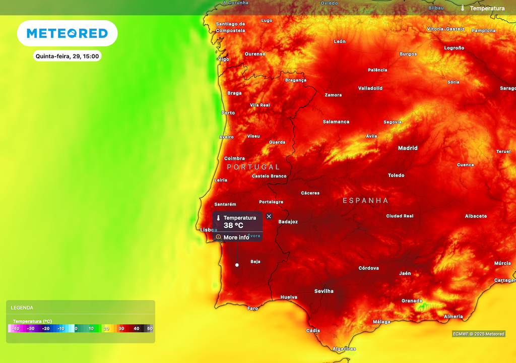 Temperaturas próximas dos 40 ºC em grande parte do território nacional Temperaturas próximas dos 40 ºC em grande parte do território nacional